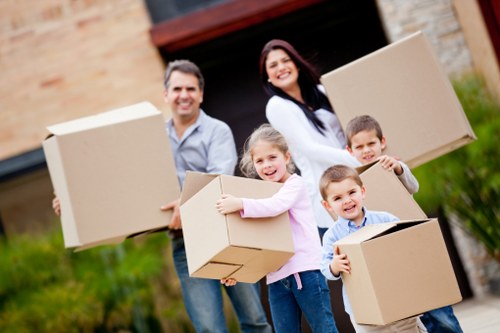 Packing supplies and organized storage boxes in a unit